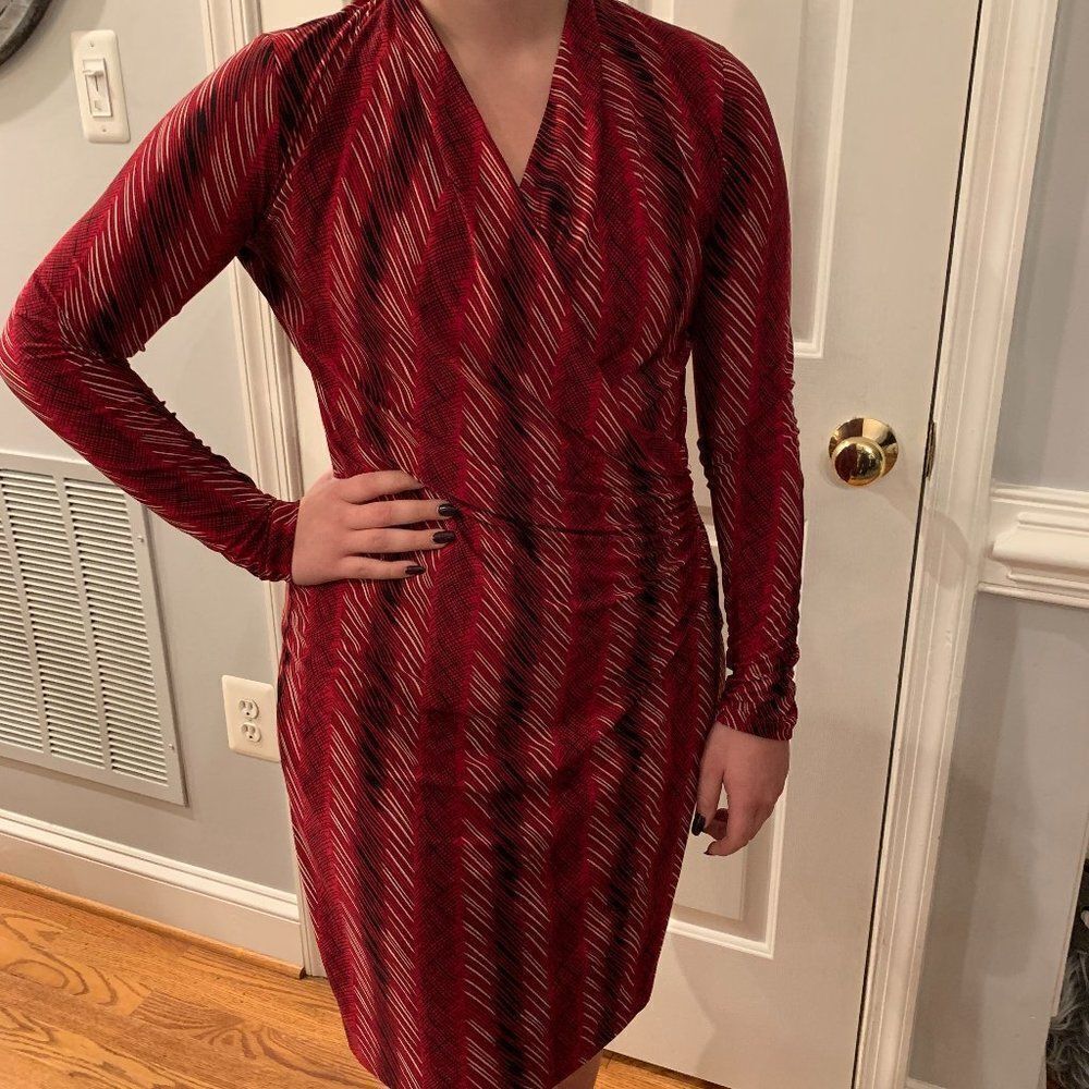 Norma Kamali Faux Wrap Dress Long Sleeve sz M
